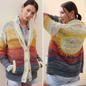 Anthropologie PILCRO Sunset Embroidered Cardigan Size Large